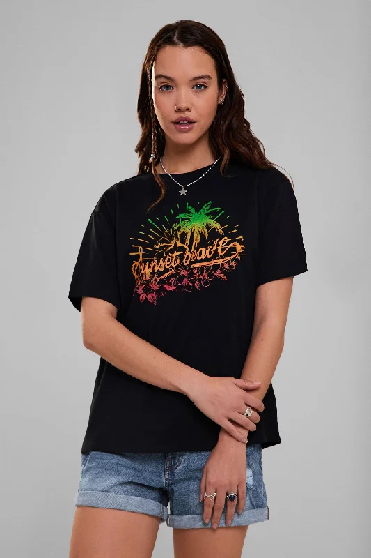 T-shirt coupe surdimensionnée en coton - Femme-- Elasticated Padded Insulated