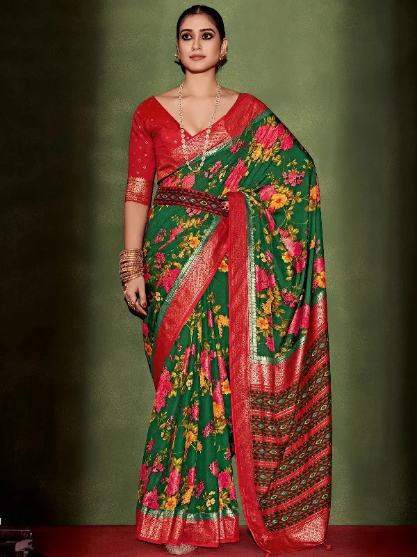 Saree Mall Women's Tussar  Green Printed Designer Saree With Blouse Piece-ANUSRM1001 Pastel Color Blouse