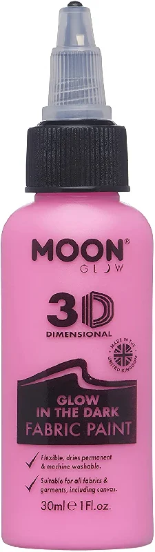 Moon Glow - Glow in the Dark 3D Fabric Paint - 30ml - Pink - Textile paint for clothes, t-shirts, bags, shoes & canvas-- Satin Blend Silk Blend Wool Blend