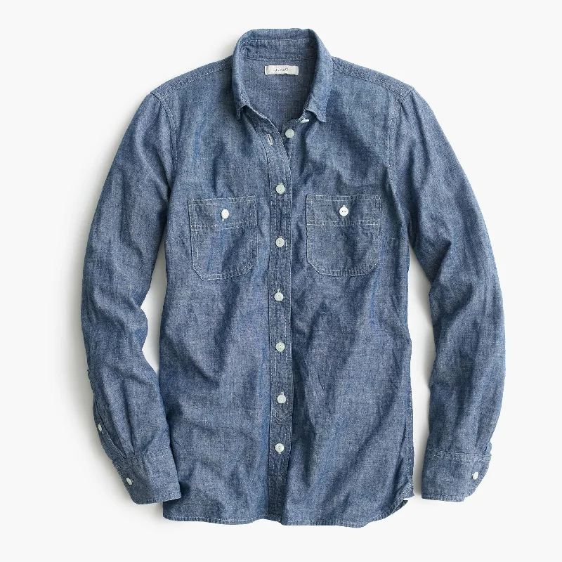 Selvedge Chambray Shirt -- Basic T-Shirt Crew Neck Short Sleeve