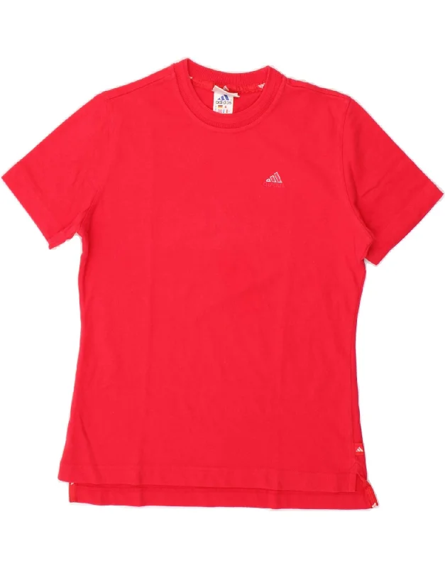 ADIDAS Womens T-Shirt Top UK 10 Small Red Cotton-- Hooded Caped Shawl Collar