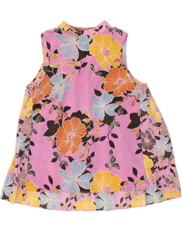 FRENCH CONNECTION Womens Sleeveless Blouse Top UK 10 Small Pink Floral Classic Striped Blouse FRENCH CONNECTION Womens Sleeveless Blouse Top UK 10 Small Pink Floral Classic Striped Blouse
