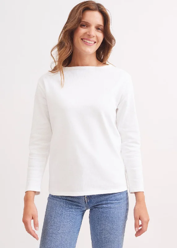 T-shirt marin Guildo - col bateau, en coton épais (NEIGE)-- Zippered Buttoned Snapped T-shirt marin Guildo - col bateau, en coton épais (NEIGE)-- Zippered Buttoned Snapped