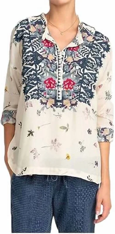 Women's Nostra Silk Blouse In Multi Embellished Collar Blouse