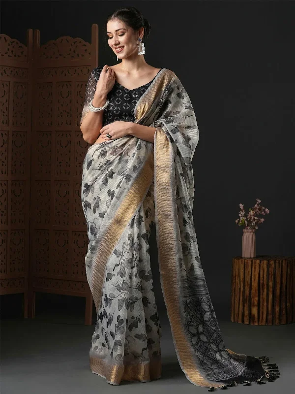 Saree Mall Women's Organza Grey Printed Designer Saree With Blouse Piece-SALILA102 Sleeveless Summer Blouse Saree Mall Women's Organza Grey Printed Designer Saree With Blouse Piece-SALILA102 Sleeveless Summer Blouse