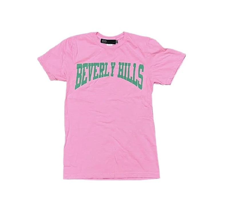 WOMENS BEVERLY HILLS PINK COLLEGE LOGO T-SHIRT-- Graphic T-Shirt Round Neck Polyester