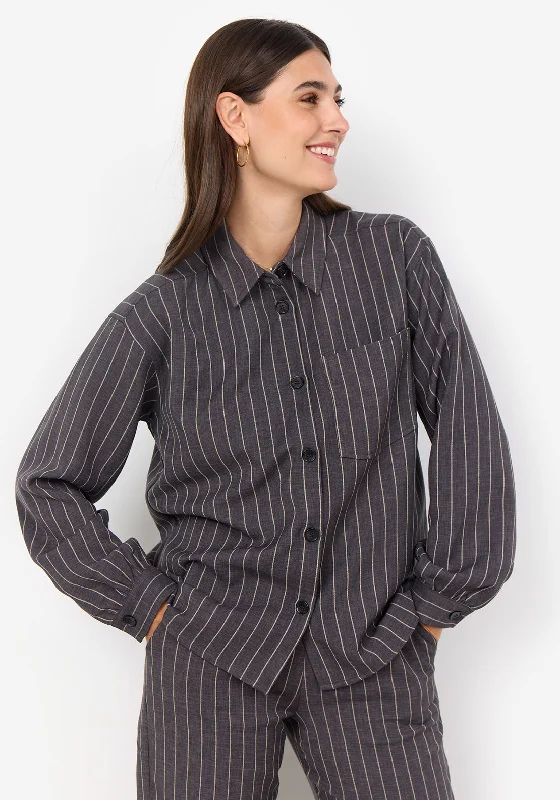 Soyaconcept Olivine Pinstripe Shirt, Grey-- Iron Safe Non-Iron Wrinkle Free