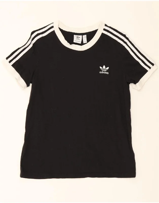 ADIDAS Womens T-Shirt Top UK 14 Medium Black Cotton-- Layered Multi-layer Single Layer