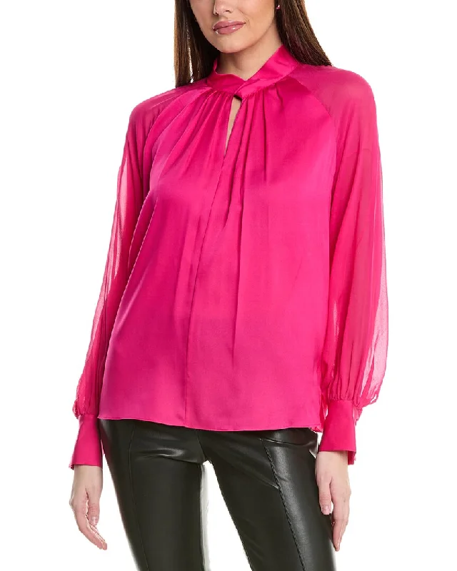 Elie Tahari The Valentine Silk-Blend Blouse Side Tie Blouse
