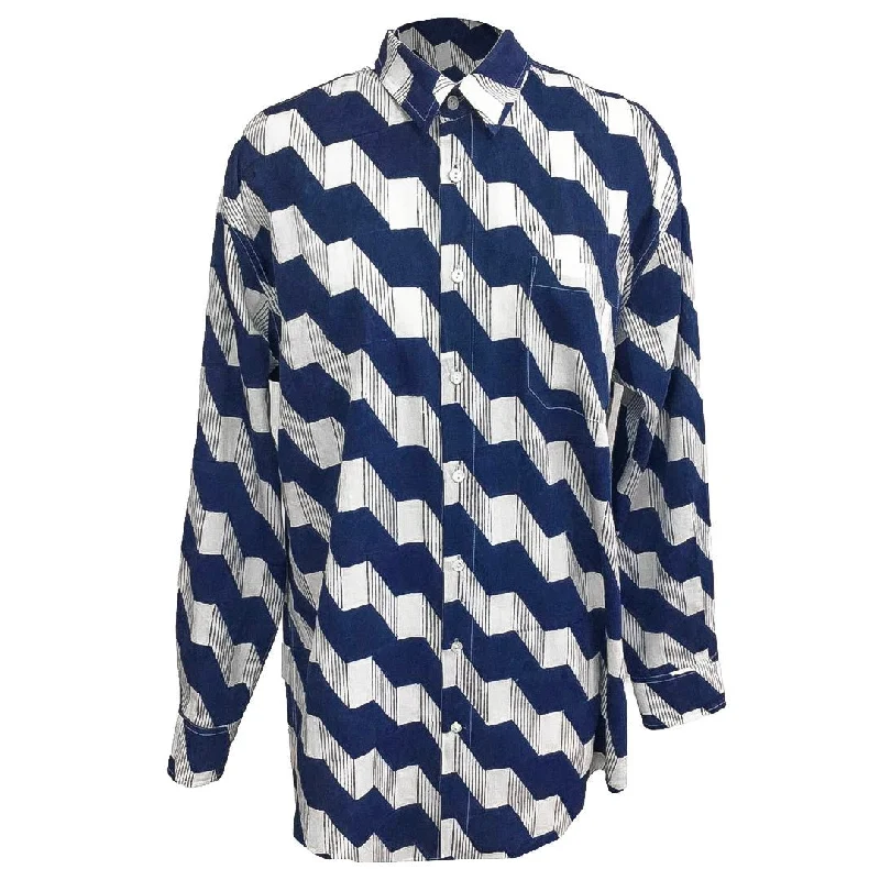 Kate Austin Designs Claude Shirt (Navy Zigzag)-- Graphic T-Shirt Round Neck Polyester