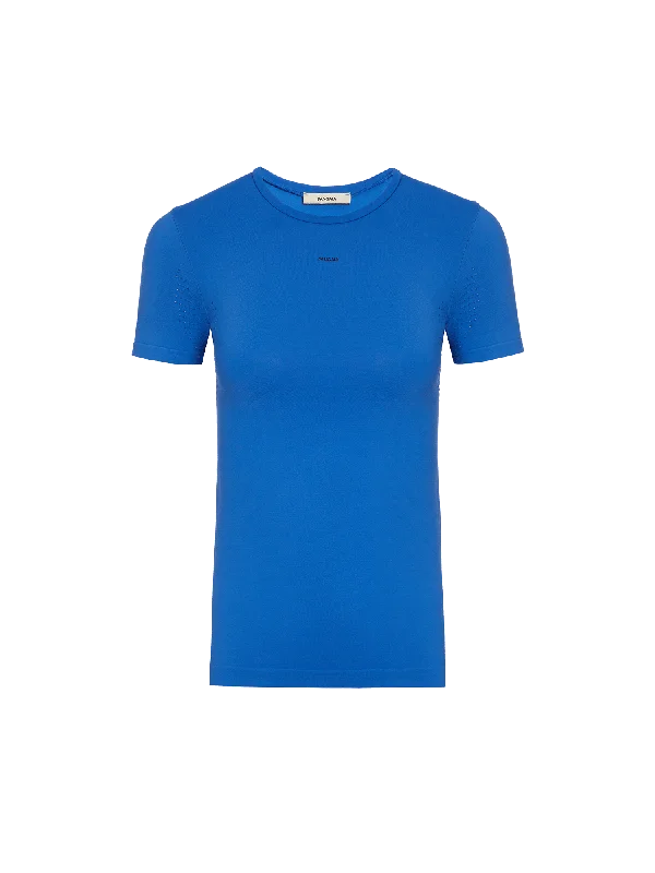 Women's Plant-Stretch T-Shirt—Cobalt Blue-- Sequined Glittery Shiny