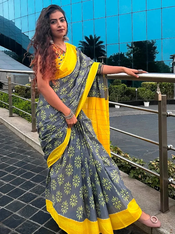 Saree Mall Women's Cotton Grey Printed Designer Saree With Blouse Piece-MINAXI1401 Versatile Layering Blouse Saree Mall Women's Cotton Grey Printed Designer Saree With Blouse Piece-MINAXI1401 Versatile Layering Blouse