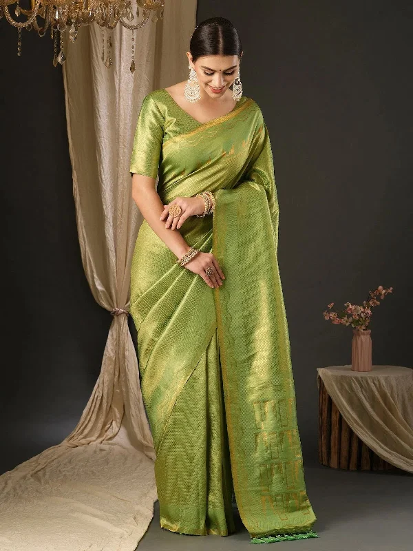 Saree Mall Women's Blend Light Green Woven Design Designer Saree With Blouse Piece-YARYA603 Gathered Detail Blouse Saree Mall Women's Blend Light Green Woven Design Designer Saree With Blouse Piece-YARYA603 Gathered Detail Blouse