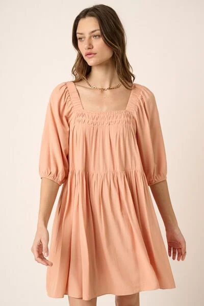 Mittoshop Pintuck Detail Tie Back Mini Dress Elegant Velvet Mini Dress