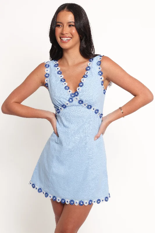 Peri Mini Dress - Blue Chic Tropical Mini Dress