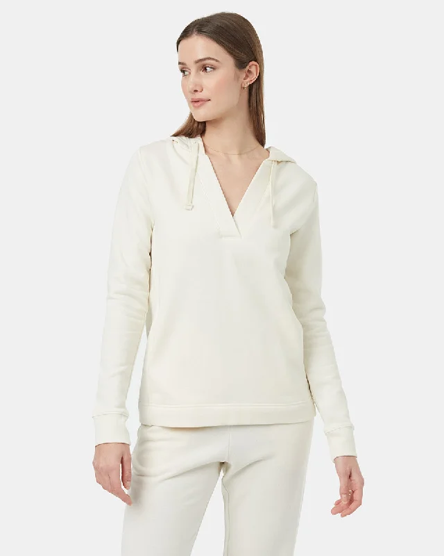 SeaFleece Placket Hoodie Hoodie with Mock Neck Collared Structured