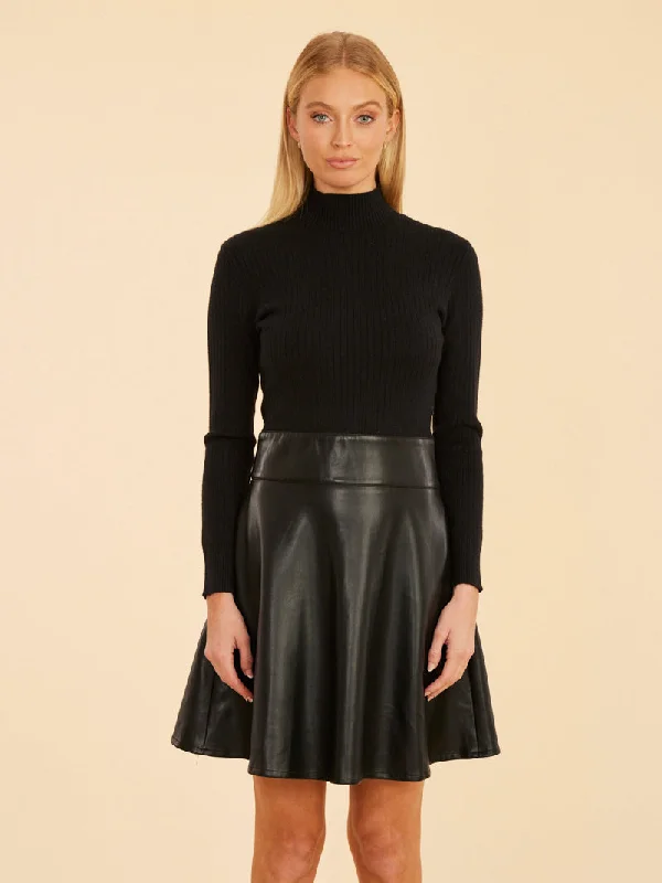 Elegant Fusion Mini Dress - Black Stylish Short-Sleeve Mini Dress