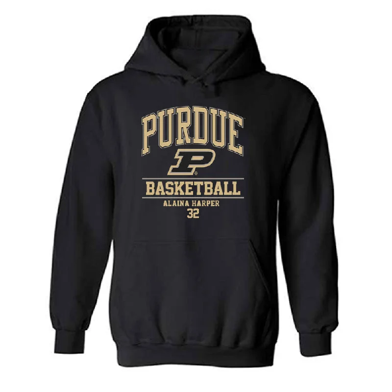 Purdue - NCAA Women's Basketball : Alaina Harper - Classic Fashion Shersey Hooded Sweatshirt Hoodie with Pattern Geometric Abstract