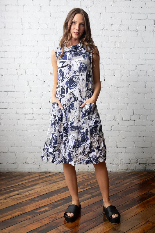 Olivia by Habitat Crimped Floral Cowl Dress Boat Neckline Classic