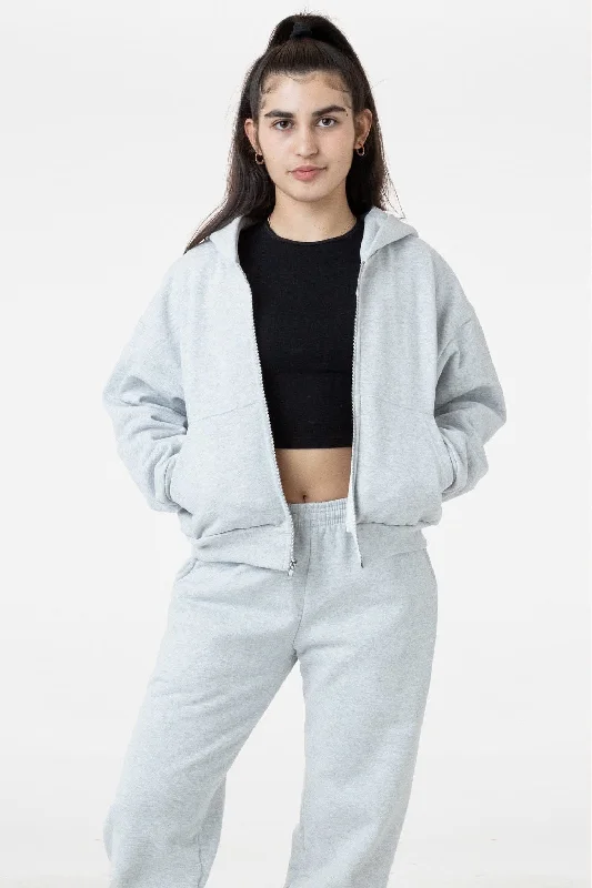 HF16 - Heavy Fleece Cropped Zip-Up Hoodie (Piece Dye) Hoodie with Oversized Fit Loose Comfortable
