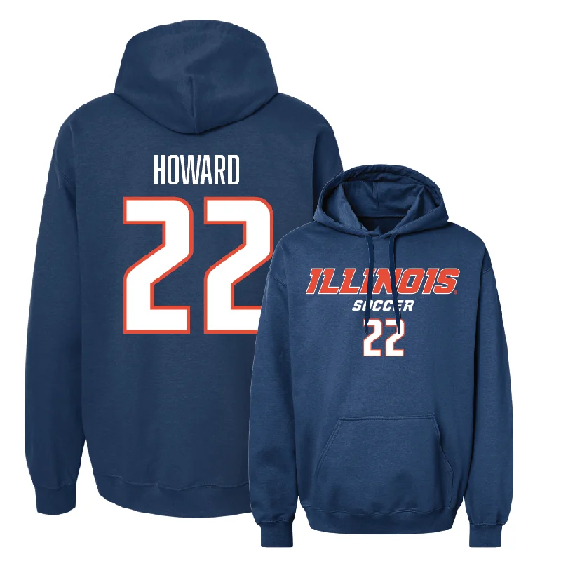 Navy Illinois Classic Hoodie  - Lia Howard Hoodie with Sequins Glamorous Eye-catching