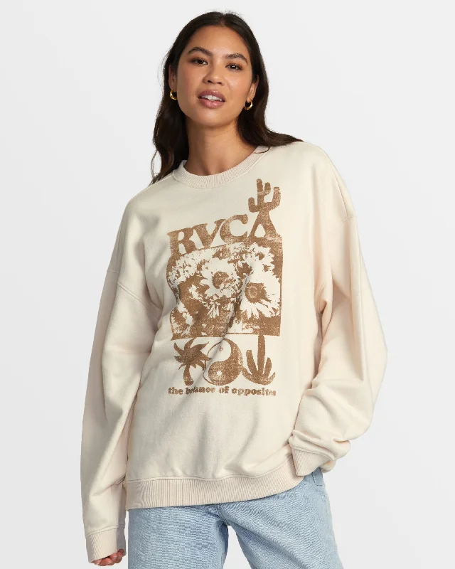 Hamilton Crewneck Sweatshirt - Latte Hoodie with Hem Patch Decorative Personalized