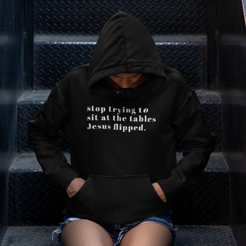 Stop Trying To Sit | Unisex Hoodie Hoodie with Hem Lace Feminine Delicate