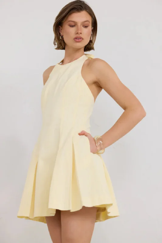 Reprive Pannacotta Halter Mini Dress Chic Puff Sleeve Mini Dress