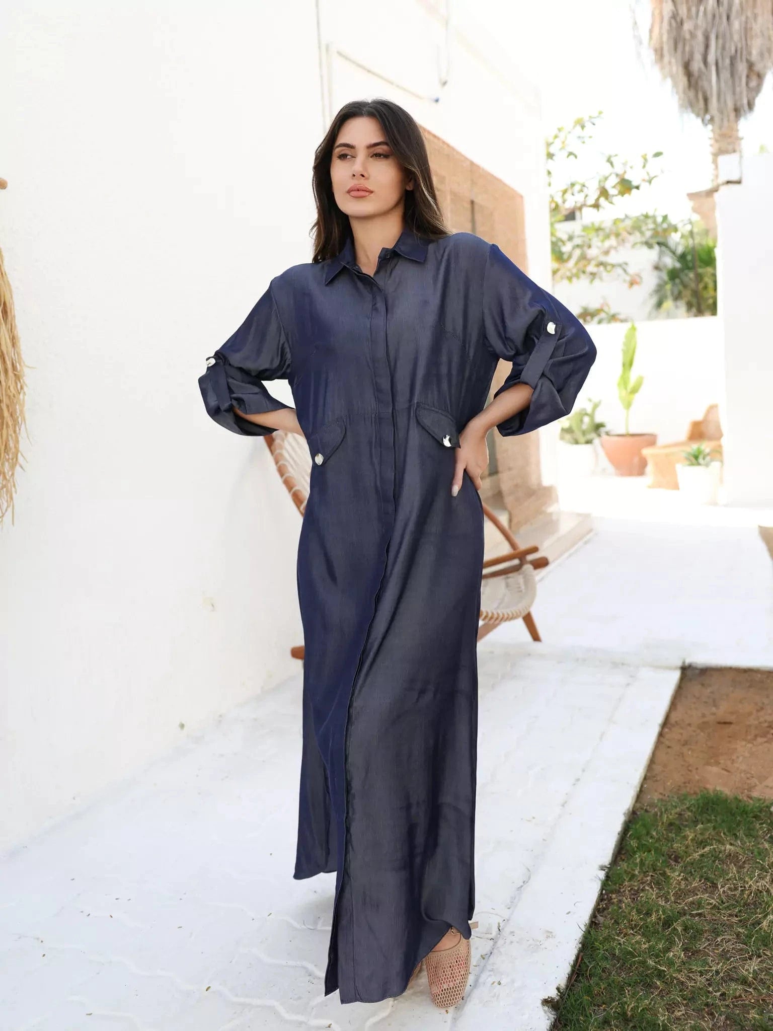 Kaizen Long Dress Tunics Satin smooth
