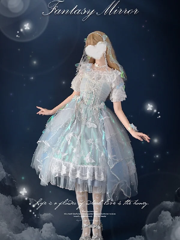 FantasyMirror~Exquisite Butterfly JSK Floral Wedding Lolita JSK Dress Tunics Chic elegant