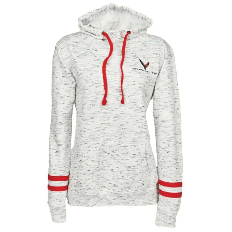 LADIES C8 CORVETTE MELANGE HOODIE RED Hoodie with Sequins Glamorous Eye-catching