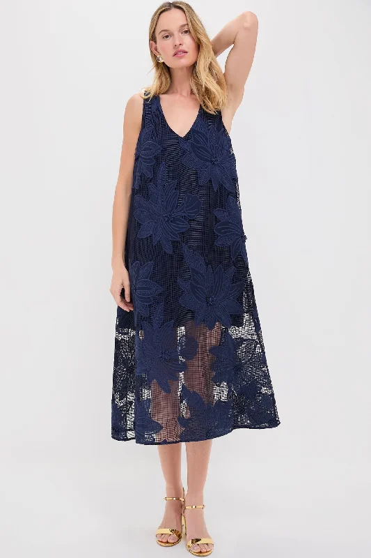 Navy Embroidered Lace Sol Dress Tunics Plaid country
