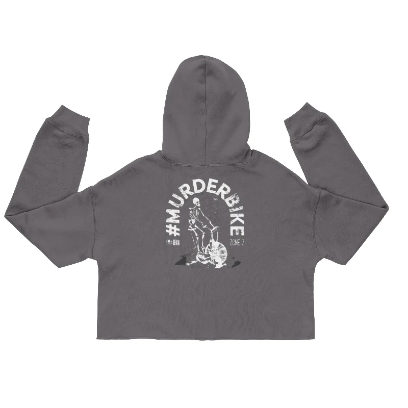 Murder Bike Crop Hoodie Hoodie with Button Placket Classic Preppy