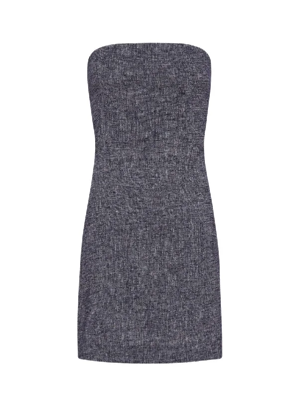 Anna Mini Dress Navy Marle Elegant Off-Shoulder Dress Mini