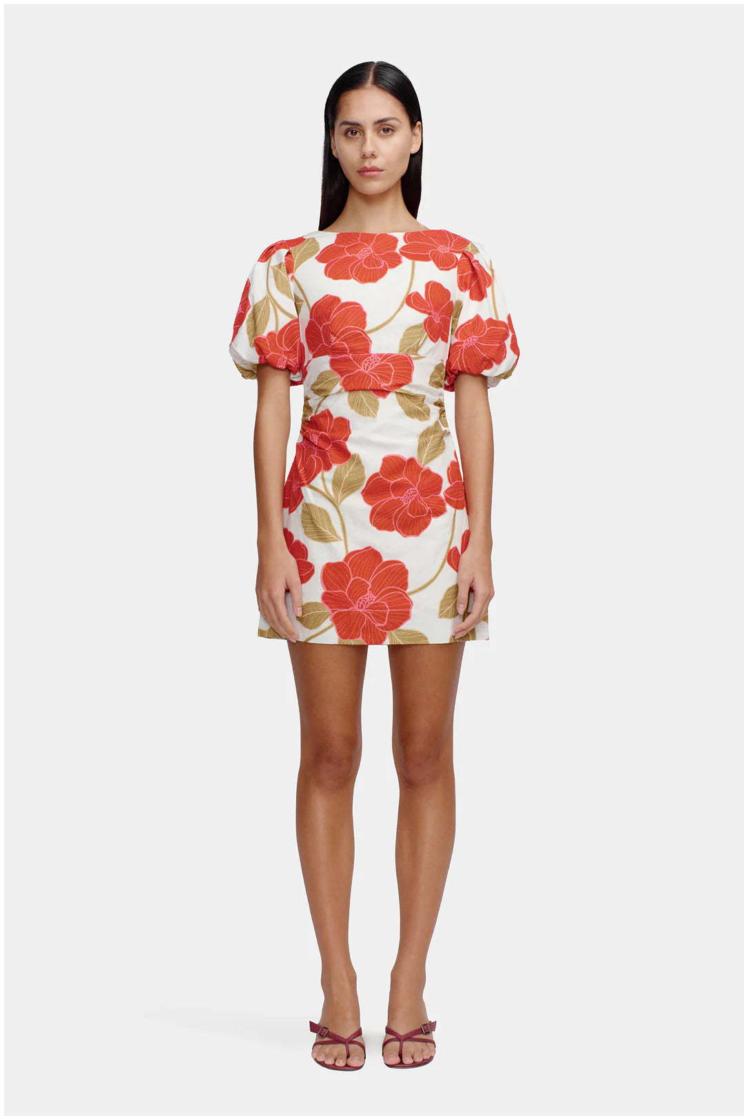 Kimberley Primrose Red Floral Puff Sleeve Mini Dress Trendy Tulle Mini Dress