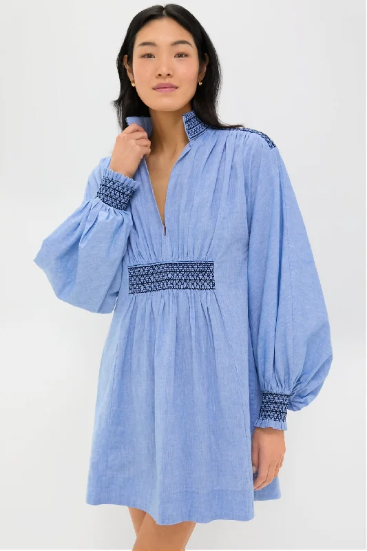 Chambray Embroidered Aubury Dress Tunics Evening elegant