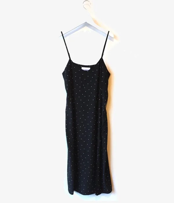 PHEENY/RAYON DOT CAMISOLE DRESS (BLACK) Tunics Leisure comfortable