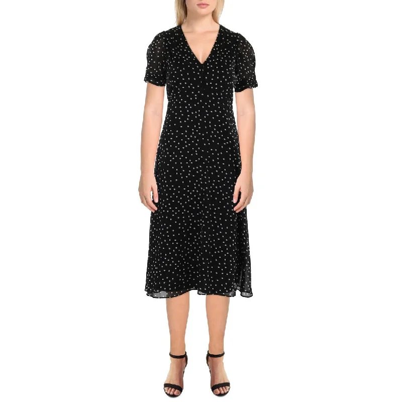 Petites Womens Polka Dot Fit& Flare Fit & Flare Dress Tunics Floral girly
