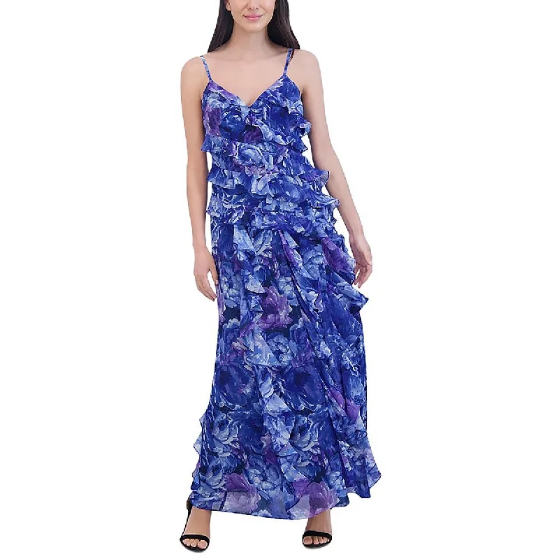Womens Floral Print Polyester Evening Dress Tunics Versatile stylish