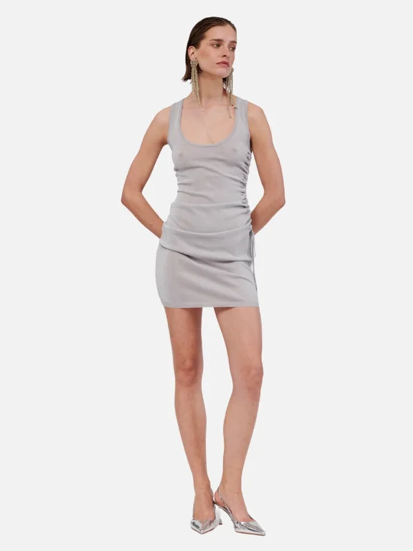 Ibiza Mini Dress - Silver Elegant Off-Shoulder Dress Mini