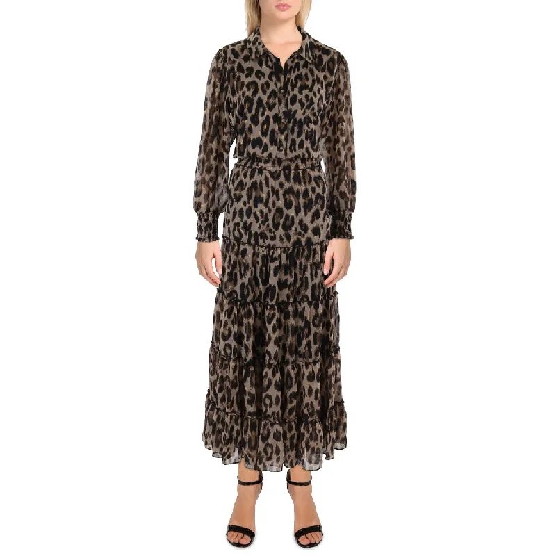 Womens Tea Length Animal Print Sheath Dress Tunics Polka dots