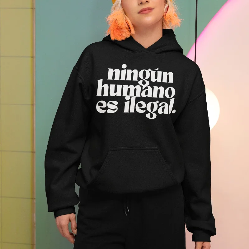 Ningún Humano es Illegal | Unisex Hoodie Hoodie with Button Classic Timeless