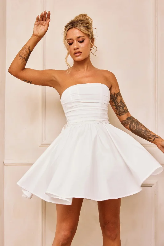 Sugar Crush Mini Dress - White Comfortable Fit-and-Flare Mini Dress