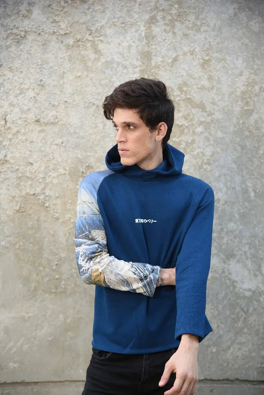 Printed Hoodie - Tokyo Bay Hoodie with Magnetic Closure Innovative Modern