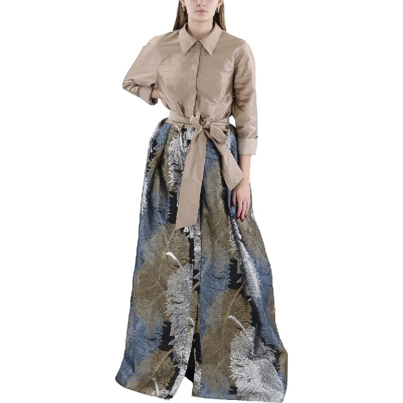 Womens Taffeta Meatallic Evening Dress Tunics Prom sequined