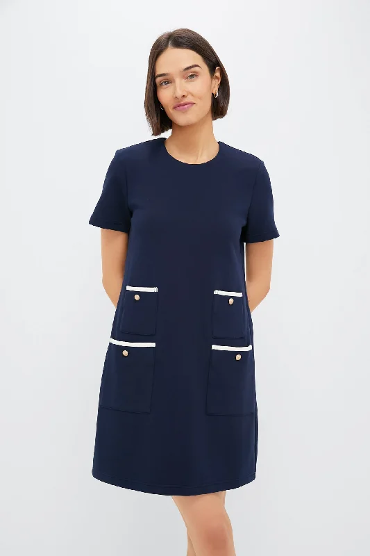 Navy Short Sleeve Francoise Dress Tunics Chic fashionable