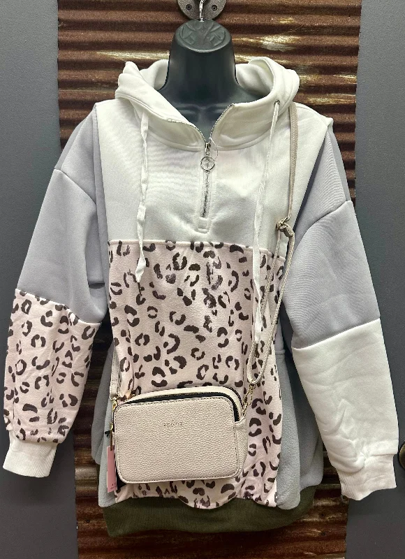 Leopard Patchwork Hoodie Hoodie with Reflective Safety Nightwear