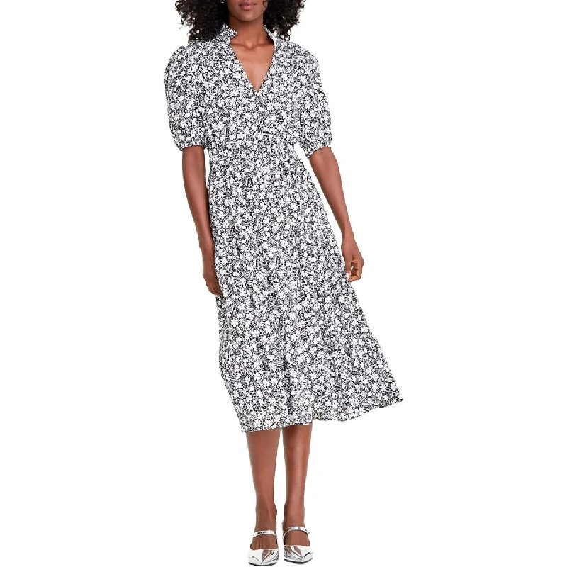 Womens Printed Viscose Fit & Flare Dress Floral Print girly