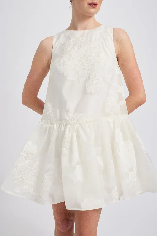 Rose Fil Coupé Mini Dress Comfortable Smocked Mini Dress