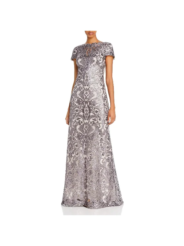 Womens Lace Sequined Evening Dress Tunics Fleece cozy